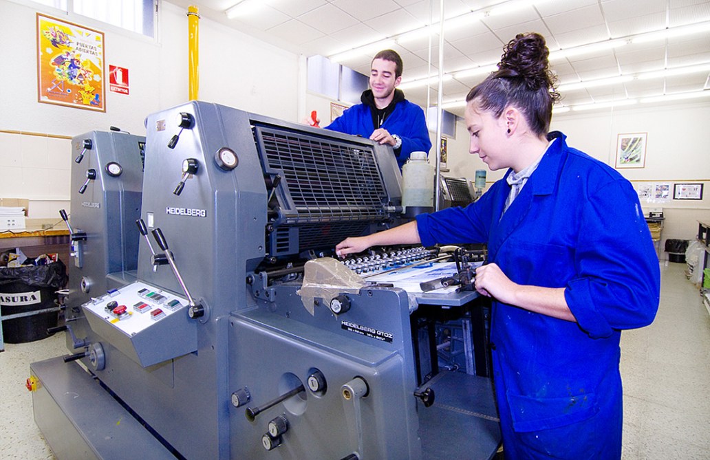 Taller de impresión, impresión, departamento de artes gráficas, salesianos atocha, Madrid