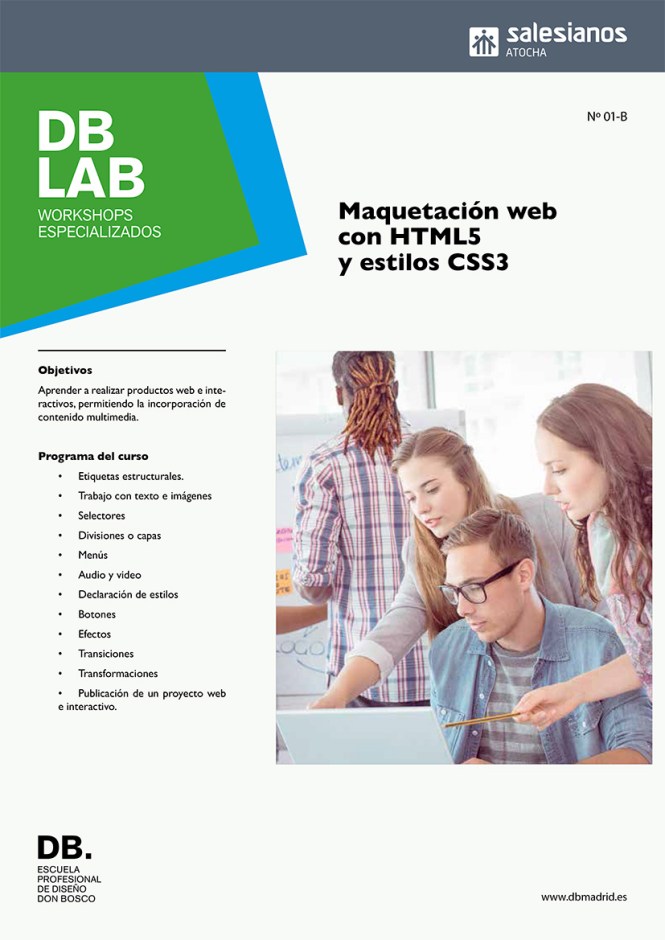 DB_LAB, workshops especialidos en diseño, maquetación web, html5, estilos ccs3, dirección de arte, artes gráficas, DB_MAESTRO, departamento de artes gráficas, salesianos atocha, madrid ,