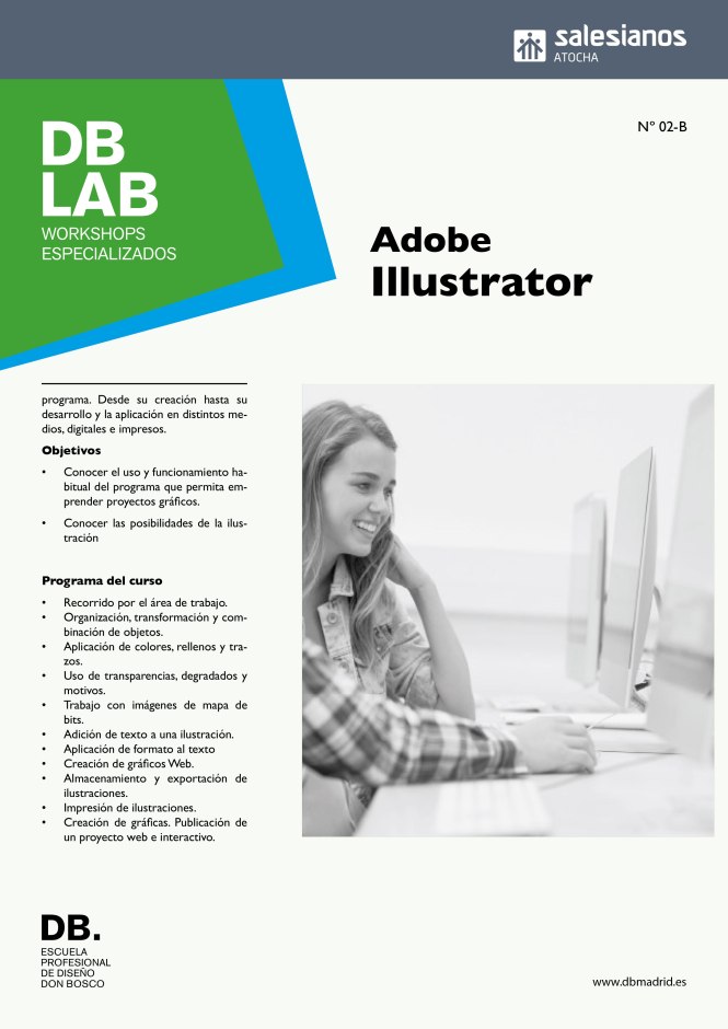 db_lab, workshop, Illustrator, Curso propio; departamento artes gráficas, salesianos atocha, Madrid, formación profesional, diseño