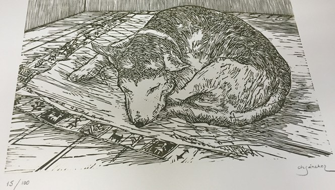 linóleo, impresión artística relieve