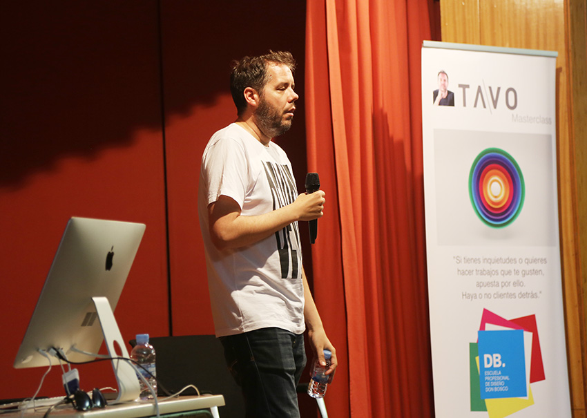 masterclas tavo, db, db maestro, departamento artes gráficas salesianos atocha, Madrid, diseño, motion graphics, momentos de la charla