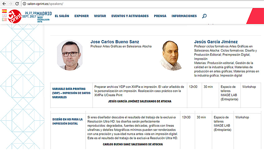 CPrint 2017, ponencias, masterclass, jesús garcía jiménez, carlos bueno sanz, vdp, diseño con versant, ultra hd