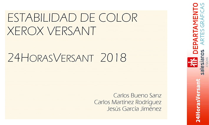 xerox versant 24 horas, departamento de artes gráficas salesianos atocha, 2018 ,Madrid, constancia de color
